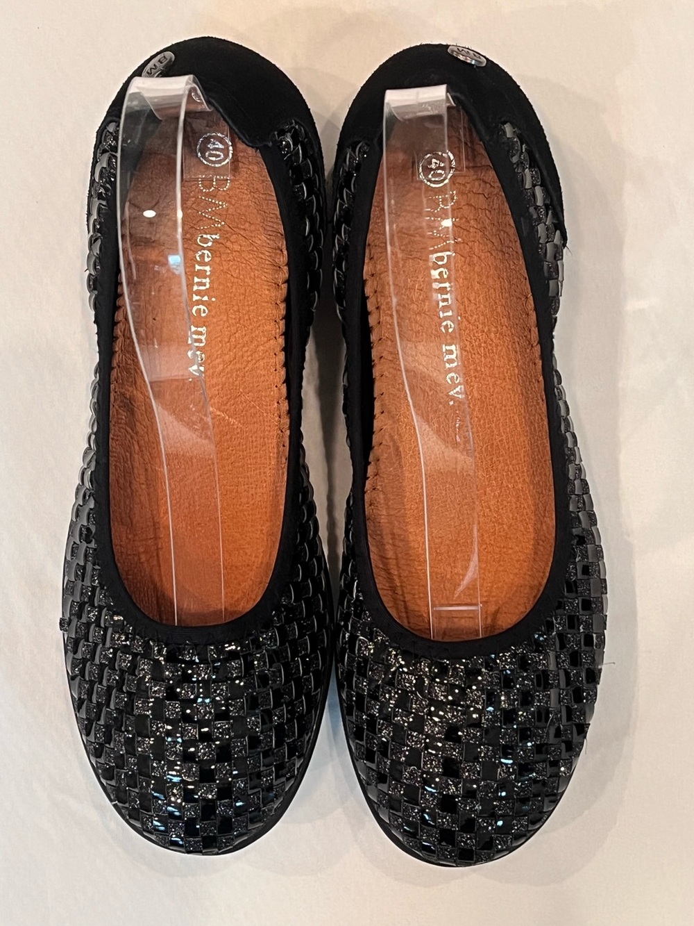 Bernie Mev. NEW Black Catwalk Shimmer Woven Clean Girl Balletcore Flats Size 9